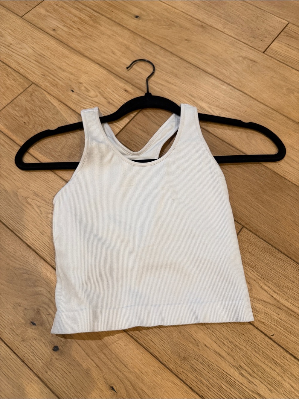 DSG White Ribbed Girls' Tank Top - Racerback